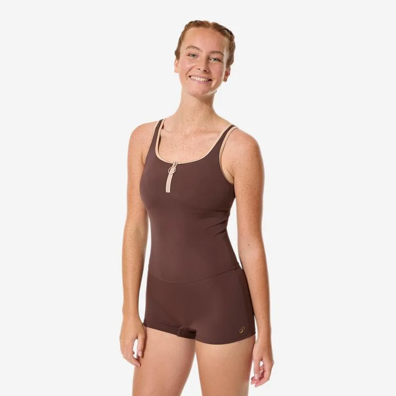 Maiô Feminino de Natação Heva Decathlon Marrom Maiô Feminino de Natação Heva Marrom Decathlon, 48