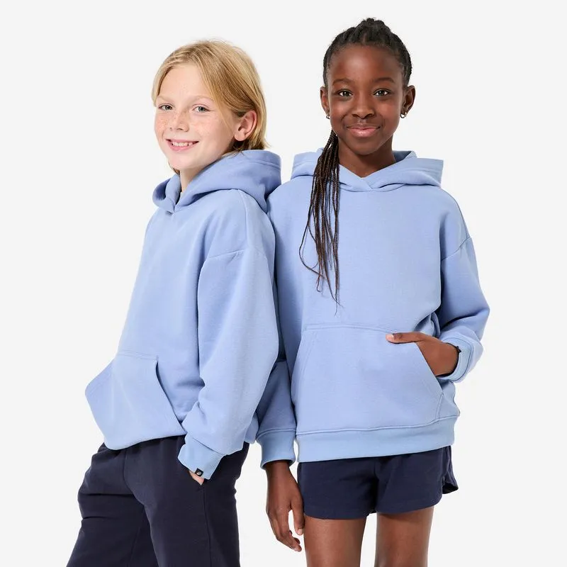 Blusa Moletom Infantil de Ginástica Oversize 500 Decathlon Azul Claro, 5-6 ANOS