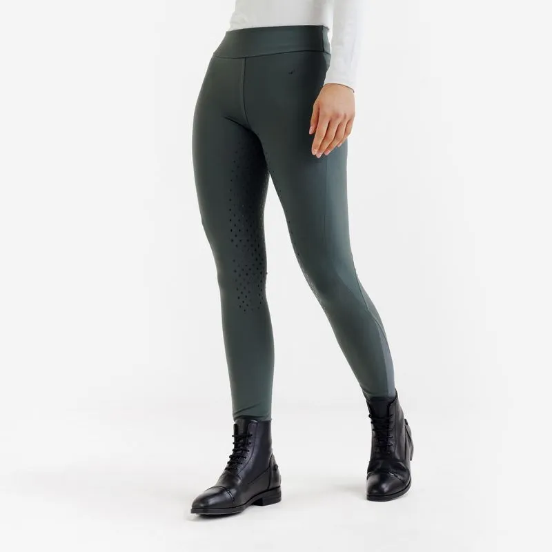 Leggings femininas para equitação full grip - verde 500, 2XS