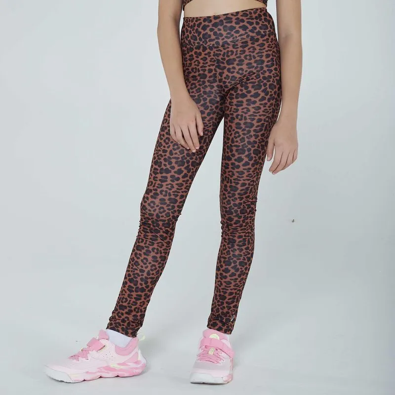 Legging Infantil de Ginástica Print On S500 Domyos Marrom - 12-13 ANOS