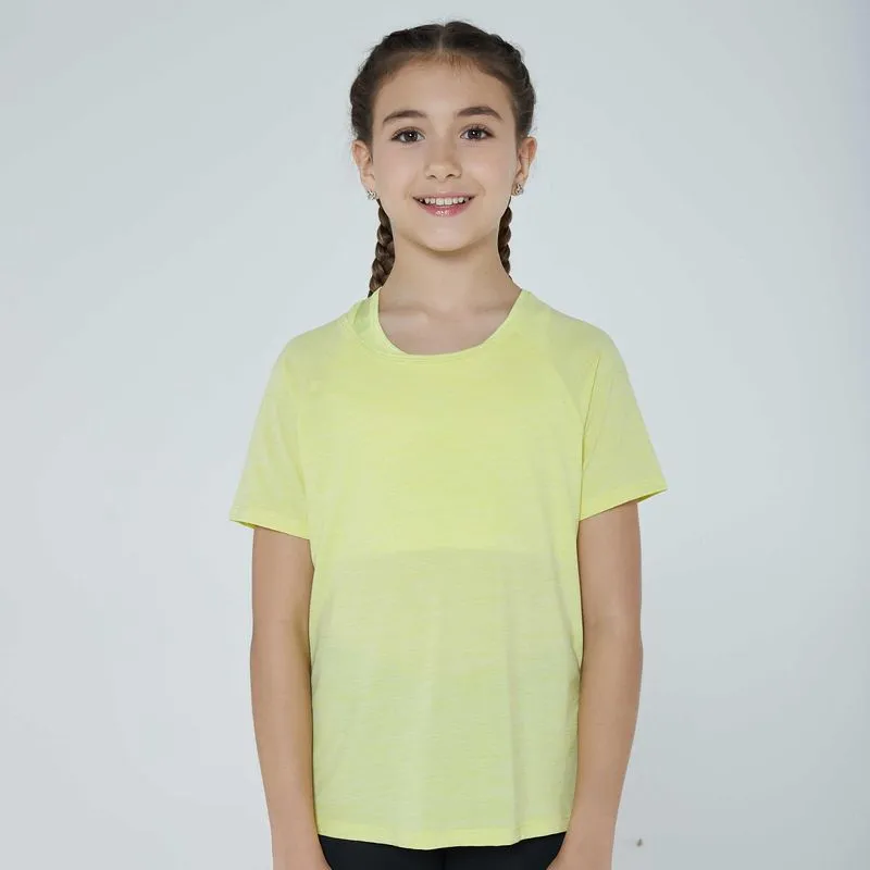Camiseta Infantil de Ginástica Dry Domyos Amarela - 10-11 ANOS