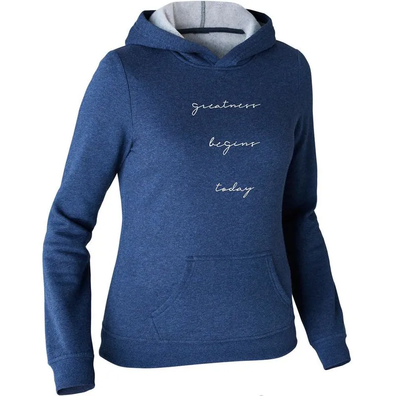 Blusa Feminina de Moletom com Capuz e Bolso Tipo Canguru 120 Cinza escuro SWEAT 520 GYM HOOD W PRINT HEATHMARIN, S