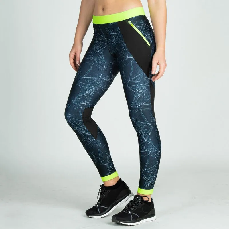 Legging Esportiva Linha 500 Feminina Azul Escuro FTI 500 W LEGGINGS PRINT B, XL / W35 L31