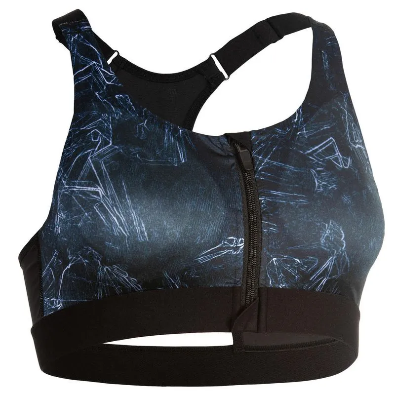 Top de cardio training 900 Azul-escuro TOP FITNESS-CARDIO FEMININO COM ZIPER, L