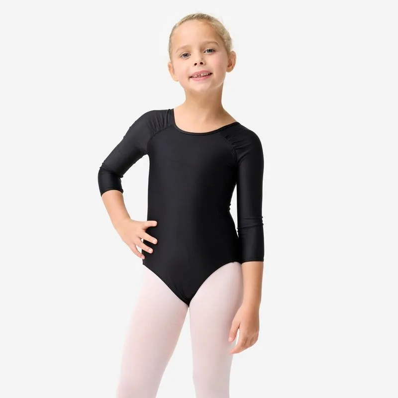 Maillot de Manga Comprida de Dança Clássica Menina Preto, 12 ANOS