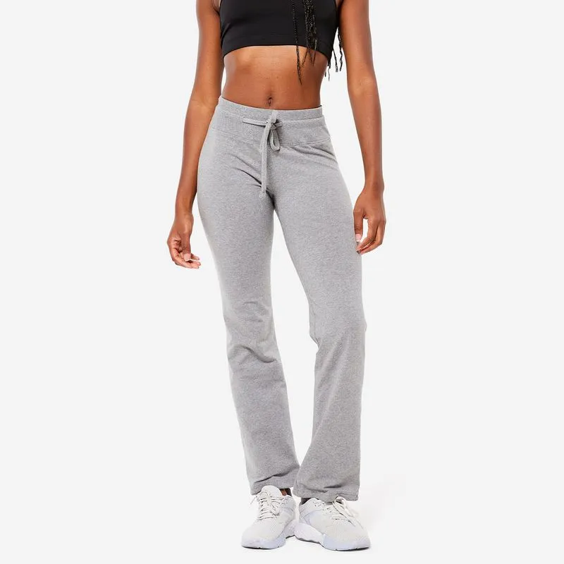 Calça Legging Feminina de Ginástica de Algodão 500 Domyos Cinza Legging Feminina de Ginástica 500 em Algodão Domyos Cinza, cinza, GG
