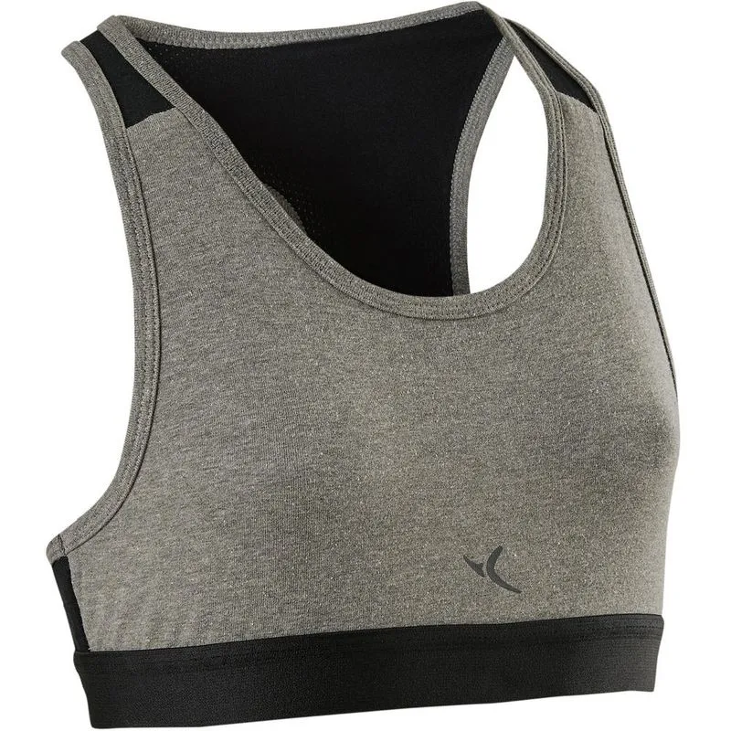 Top Menina Ginástica Grafite BRASSIÈRE 500 TG G SPOR, 141-148CM10-11Y