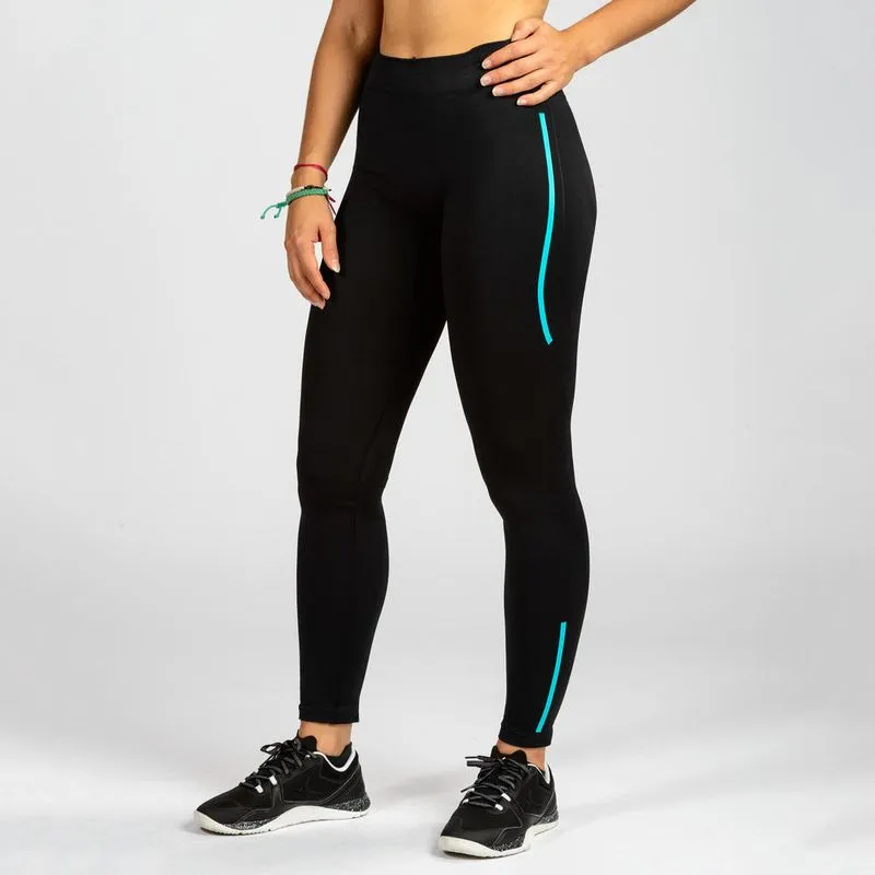 Legging Feminina Sem Costura Fitness Preta/Azul - Linha 500 LEGGING LINHA 500 FEMININA SEAMLESS - TAMANHO P