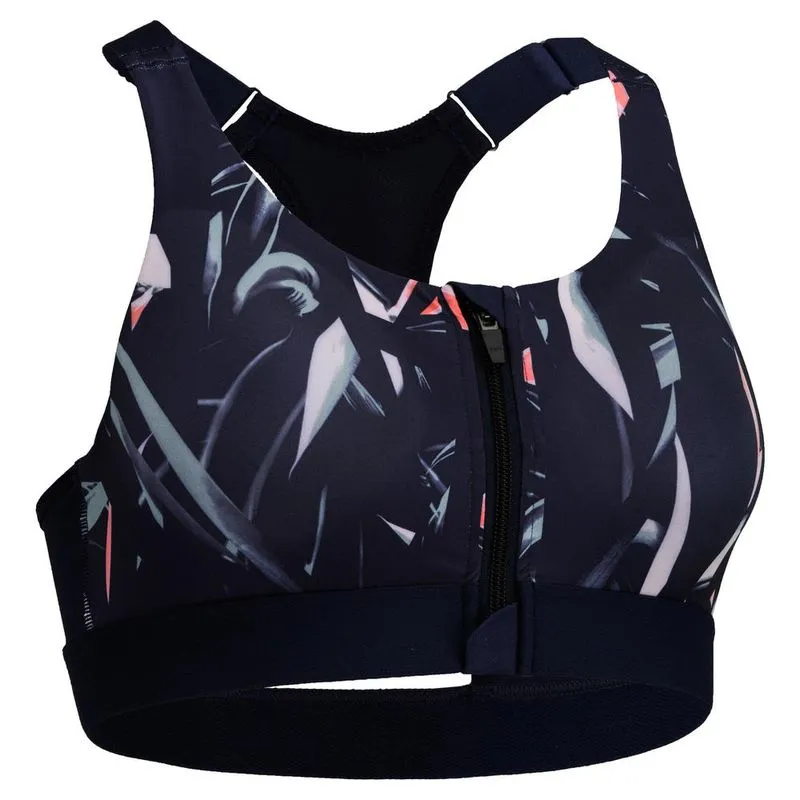 Top de cardio training 900 Preto-branco BRA HIGH IMPACT FBRA900 ZIP FLOR NVY/, L