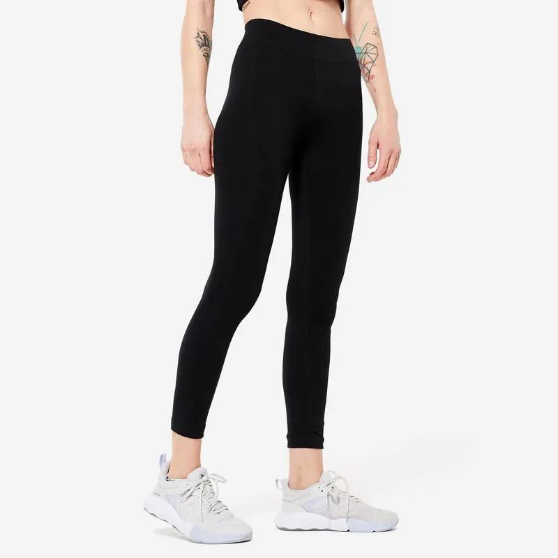 Legging Feminina de Ginástica 7/8 em Algodão Domyos Preta - 4G