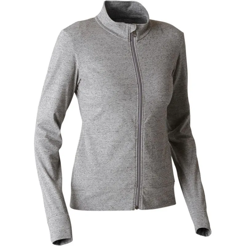Jaqueta Moletom Feminina de Ginástica e Pilates 100 JACKET 100 GYM GREY, M