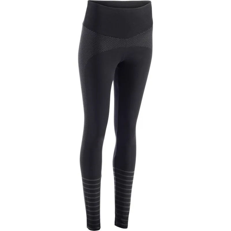 Legging de Ginástica e Pilates Feminina 900 Slim Domyos Preto LEGG 900 SLIM GYM BLACK, W26 L28