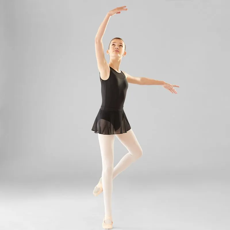Collant de Ballet infantil 500 Preto JUSTAUCORPS 500 BLACK, 8 YEARS