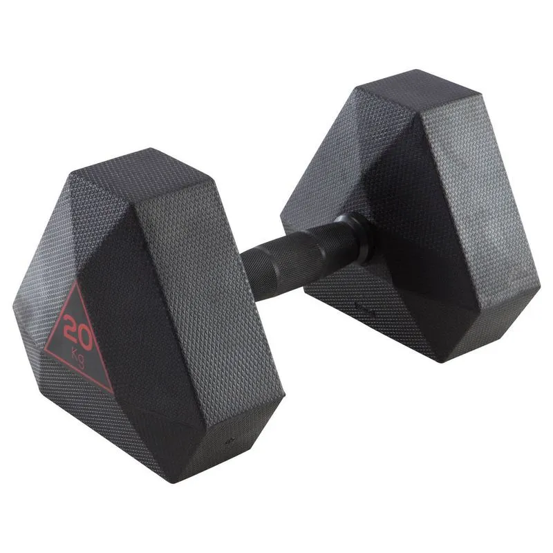 Dumbell 20kg Halteres Hexagonal 44lbs Emborrachado Halter Hexagonal, Produto Importado, Cor Preto, Carga 20kg