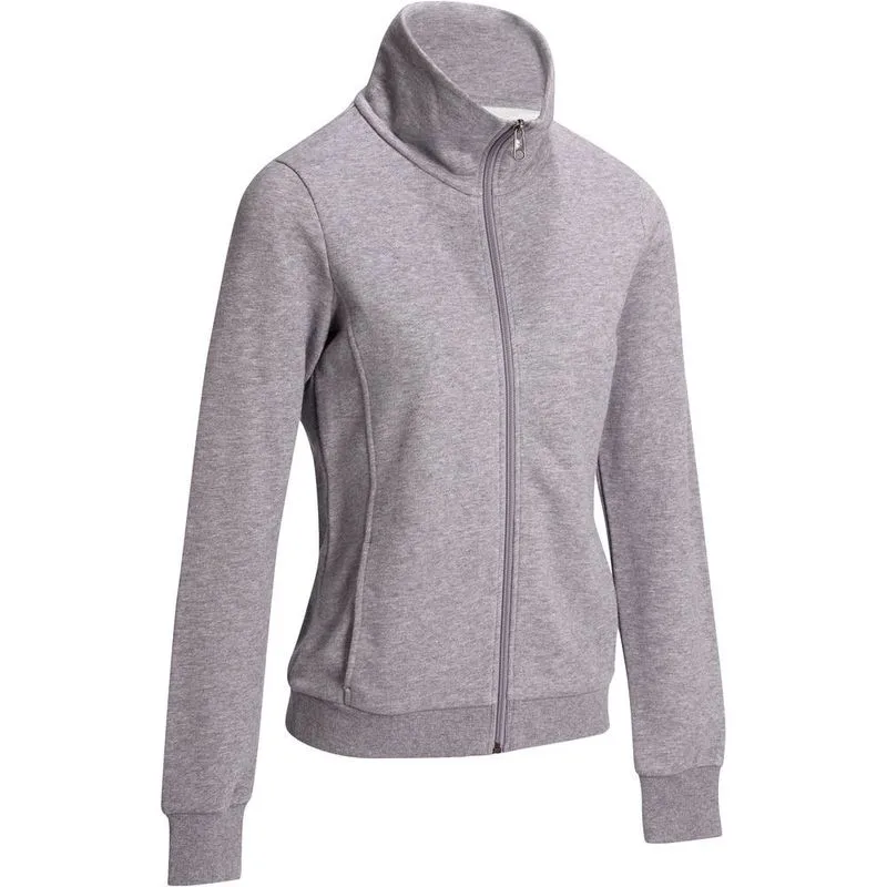Jaqueta Moletom Feminina de Ginástica e Pilates gola alta 500 JACKET 500 GYM GREY, S