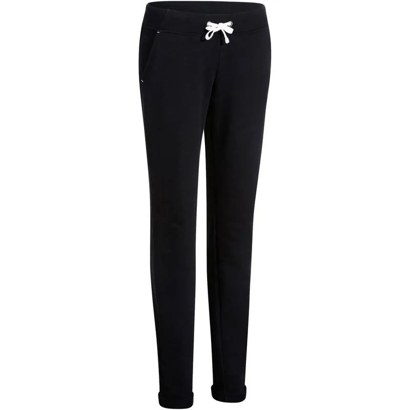 Calça Feminina Algodão Slim 500 Preto TROUSERS 500 SLIM GYM BLACK, W35 L31