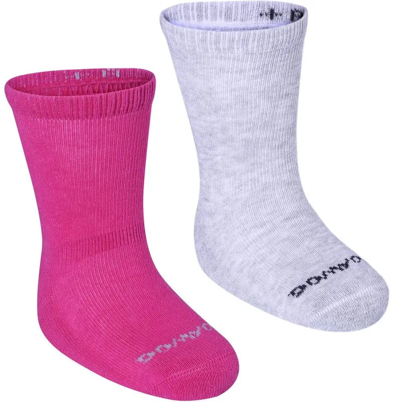 Meia Infantil Antiderrapante Rosa Cinza Cano Baixo (02 pares) PARES DE MEIAS 17/20
