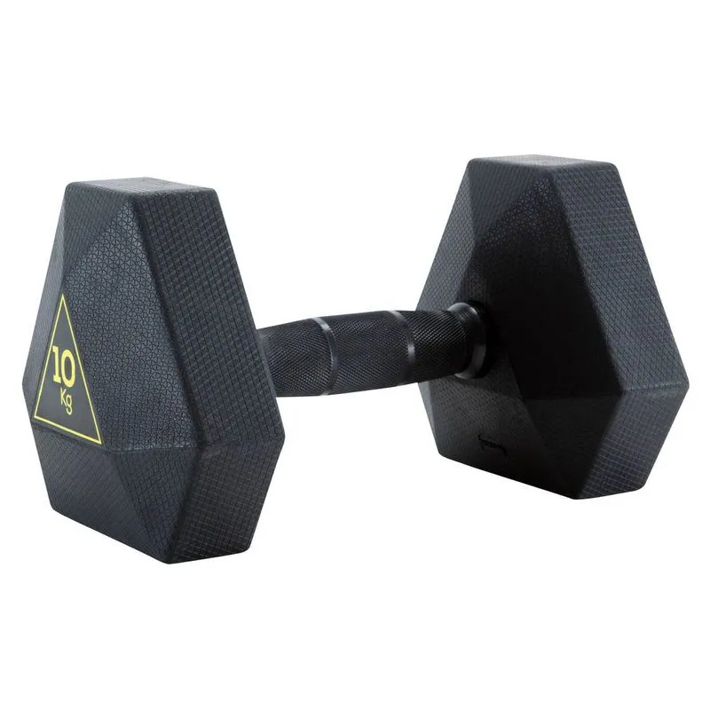 Dumbell 10kg Halteres Hexagonal 22lbs Emborrachado Halter Hexagonal, Produto Importado, Cor Preto, Carga 10kg