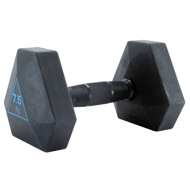 Dumbell 7.5kg Halteres Hexagonal 16.5lbs Emborrachado Halter Hexagonal, Produto Importado, Cor Preto, Carga 7,5Kg