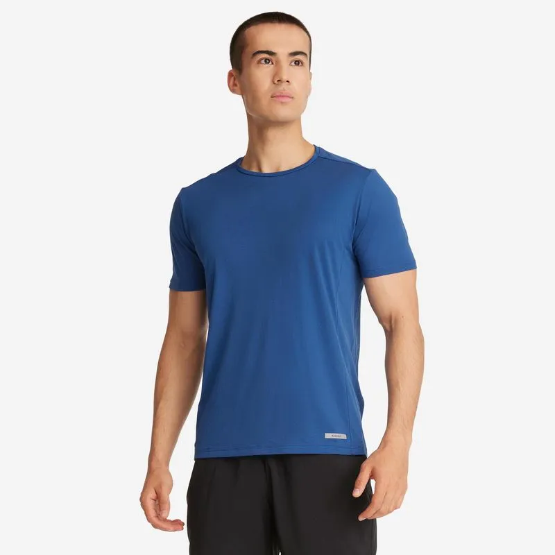 Camiseta Masculina de Corrida Run Dry Kiprun Azul Camiseta Respirável Masculina de Corrid Dry, GG