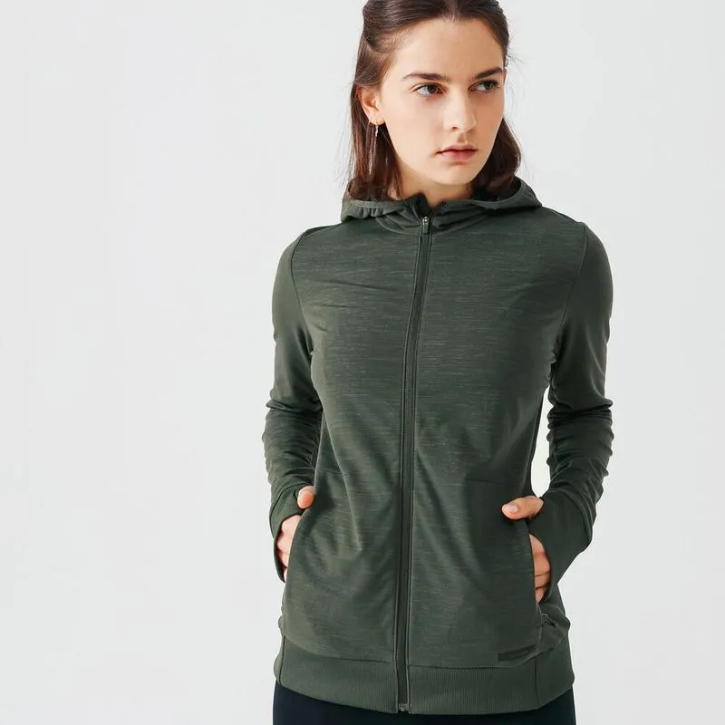 Jaqueta de corrida Feminina Run Warm Caqui Jacket run warm hood w w jacket ppe, 48 Caqui 48