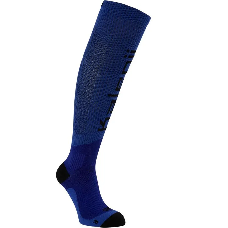 Meia de compressão para corrida Kanergy Kalenji Azul KIPRUN COMPRESSION SOCK BLUE, 43/46 M