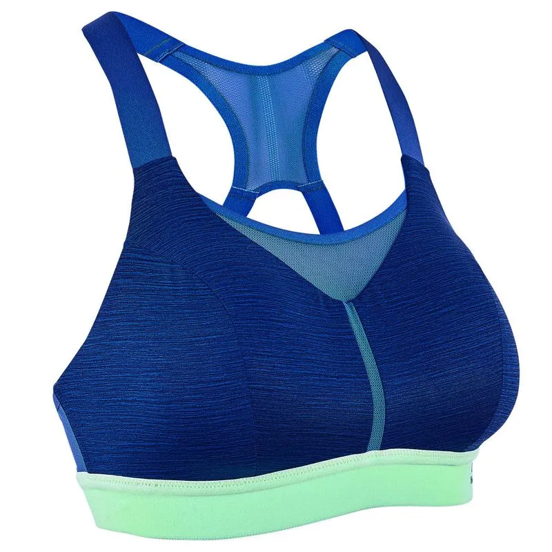Top de corrida Confort Feminino, branco-azul, G EF