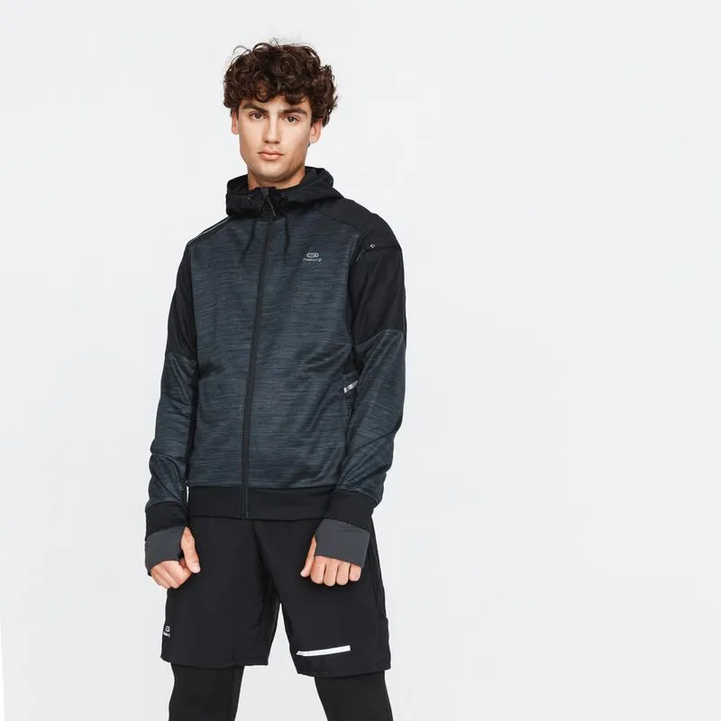 Blusa Masculina de Corrida Run Warm Plus Kalenji Jacket run warm + pocket m black hea, xs PP
