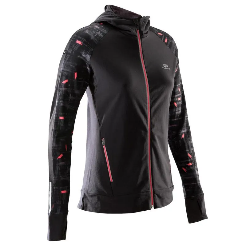 Blusa feminina de corrida Run Warm Hood Preto JACKET RUN WARM HOOD W BL, UK 14 - EU 42