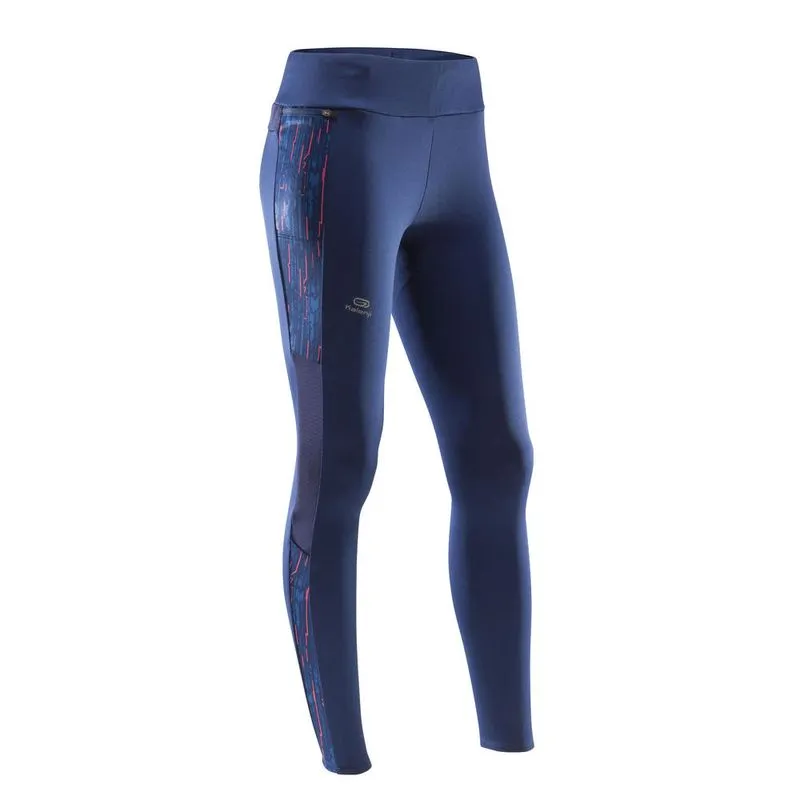 Legging feminina de corrida Run Warm Plus Azul RUNNING TIGHT WARM + W BLEU, S / W30 L31