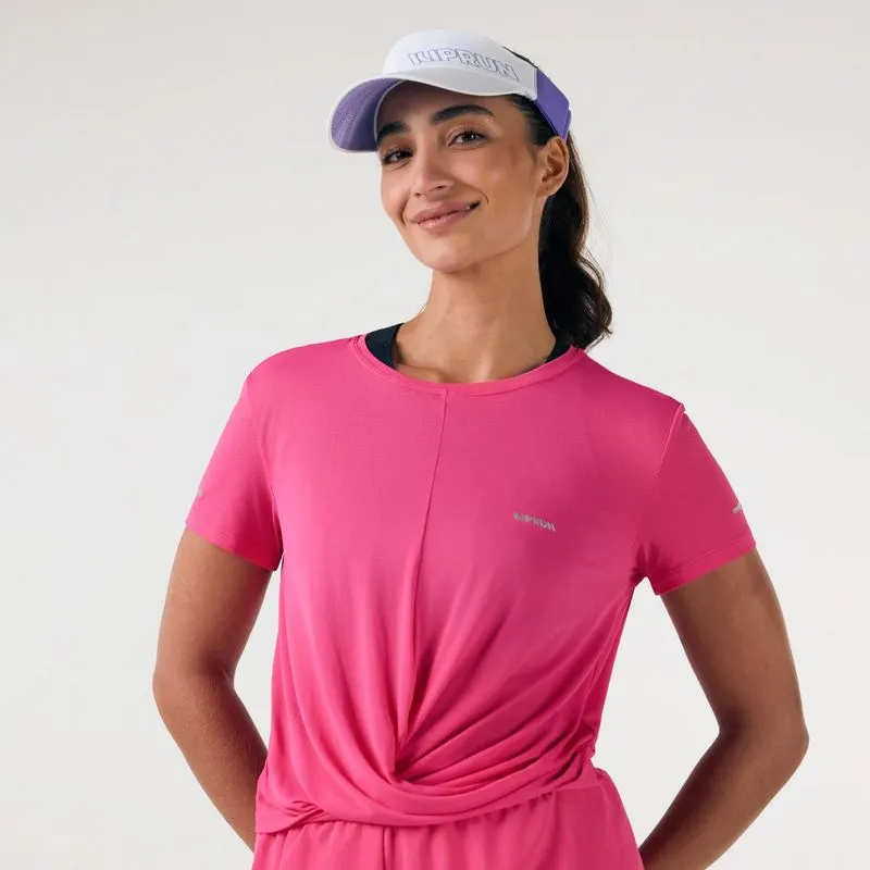 Camiseta Feminina de Corrida Run Knot Kiprun Rosa - GG