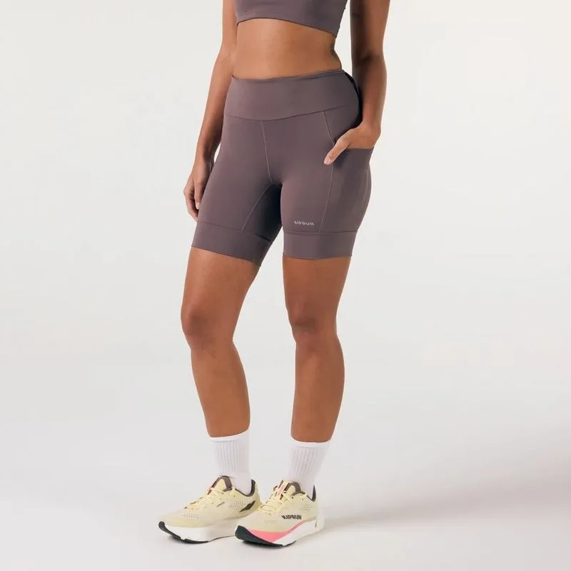 Short Feminino de Corrida Mid Tight 3 Bolsos Kiprun Marrom - M
