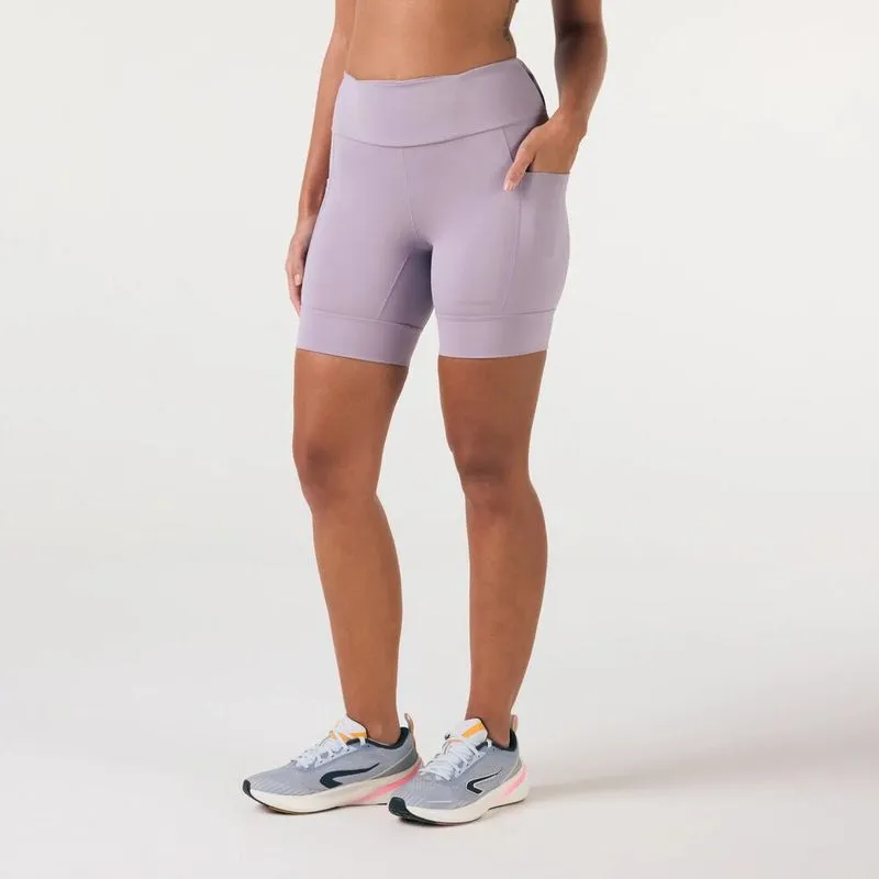 Short Feminino de Corrida Mid Tight 3 Bolsos Kiprun Lilás - M