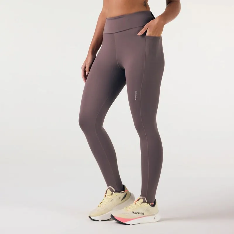 Legging Feminina de Corrida Pocket Proteção UV50+ Kiprun Marrom - G