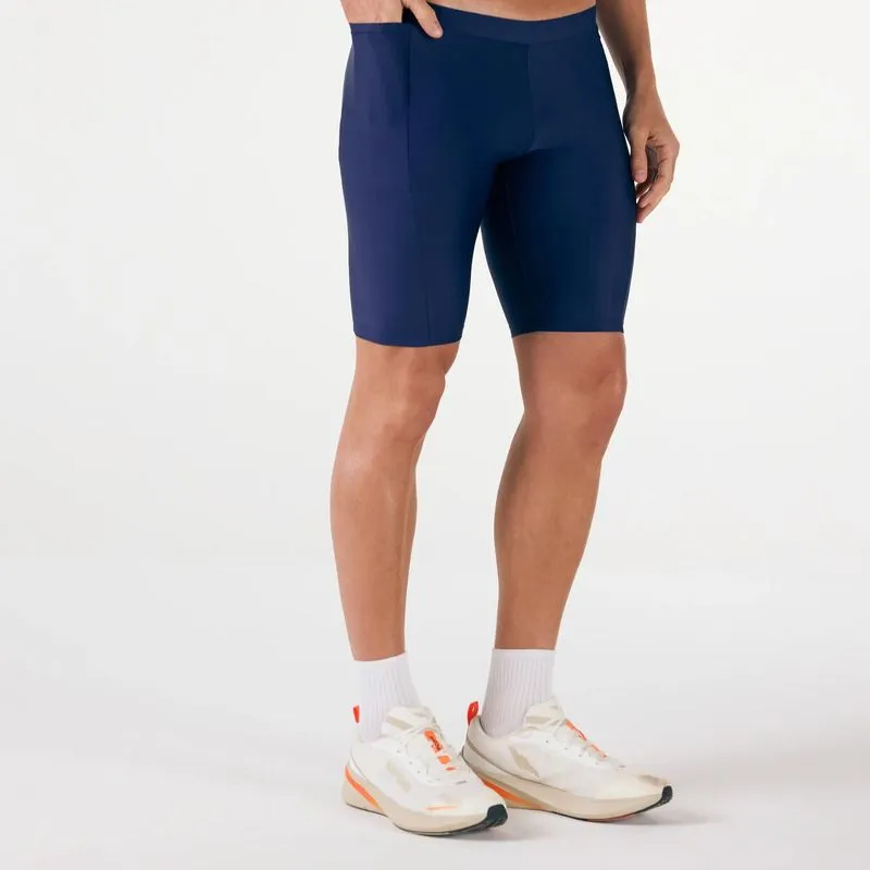 Short Masculino de Corrida Mid Tight Pocket Proteção UV50+ Kiprun Azul - 3G