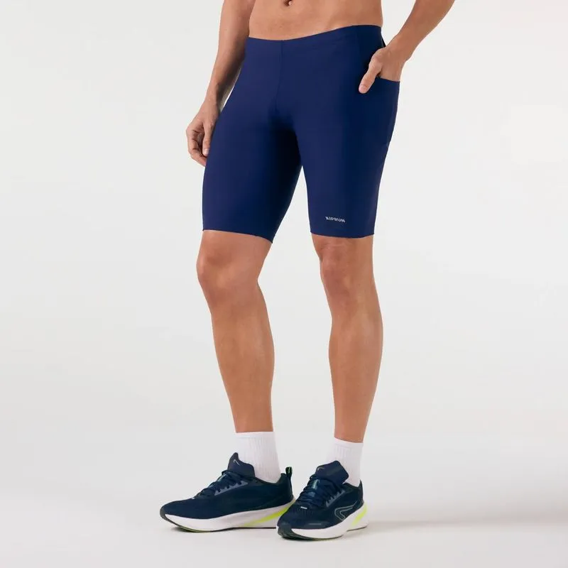 Short Masculino de Corrida Mid Tight Pocket Proteção UV50+ Kiprun Azul - M