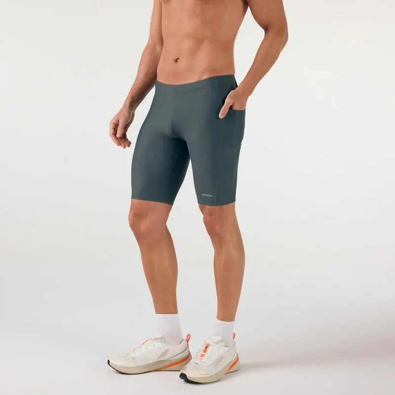 Short Masculino de Corrida Mid Tight Pocket Proteção UV50+ Kiprun Verde - G