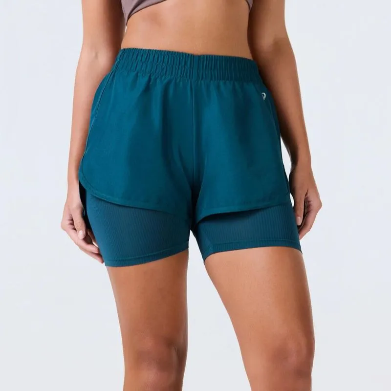 Short Feminino de Treino 2 em 1 Domyos Azul, G
