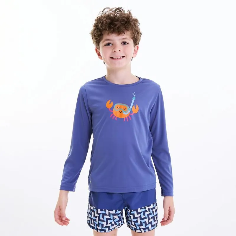 Camiseta Infantil de Surf UV50+ Manga Longa Tribord Azul - 8 ANOS