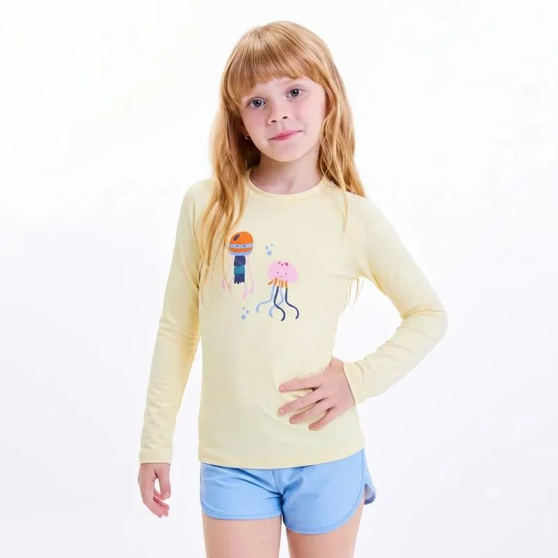 Camiseta Infantil de Surf UV50+ Manga Longa Tribord Bege - 4 ANOS