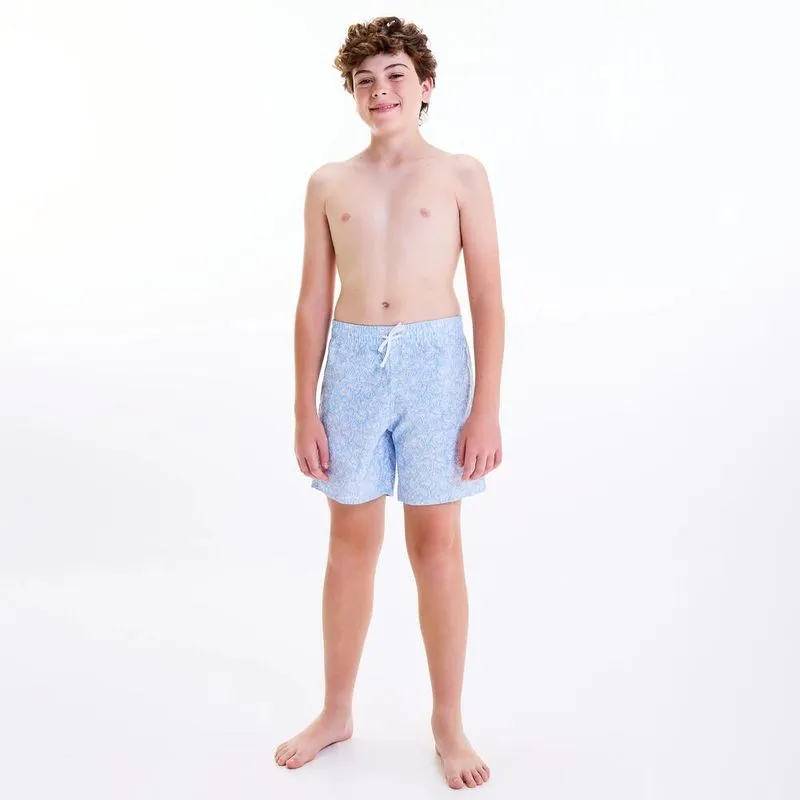 Shorts Infantil Teen de Surf Estampado Tribord Azul Claro - 12 ANOS