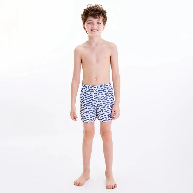 Shorts Infantil de Surf Estampa Peixes Tribord Azul - 6 ANOS