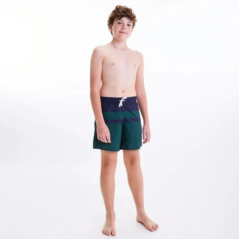 Shorts Infantil Teen de Surf Estampado Tribord Verde - 12 ANOS