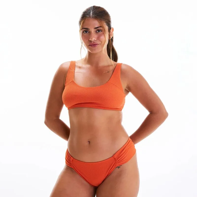Calcinha Biquíni Feminina de Surf Franzida Tribord Laranja - GG