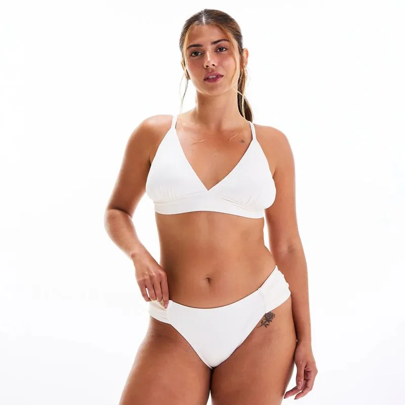 Calcinha Biquíni Feminina de Surf Franzida Tribord Branca - 3G