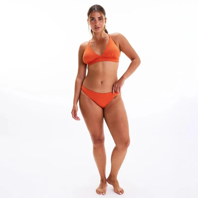 Calcinha Biquíni Feminina de Surf 100 Franzida Tribord Laranja - 3G