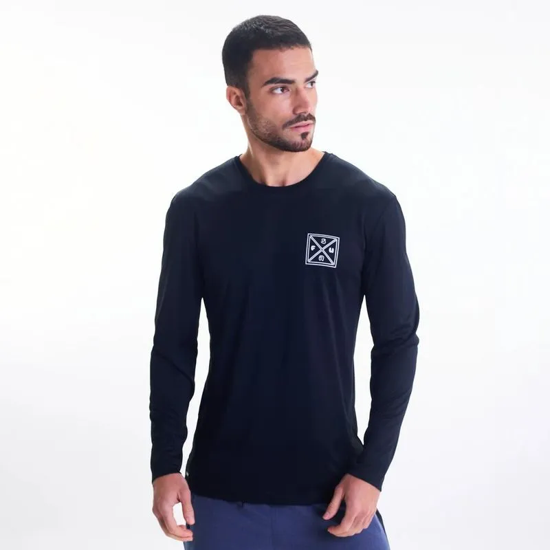 Camiseta Masculina de Surf UV50+ Manga Longa Tribord Preta - M