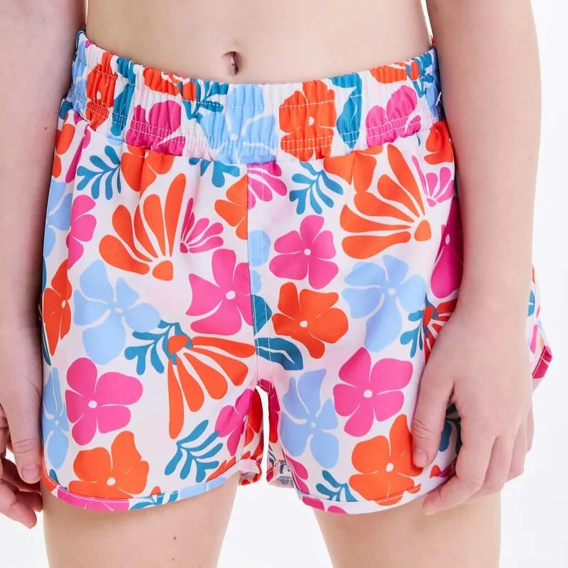 Shorts Infantil de Surf Estampa Flores Tribord Multicolorido - 6 ANOS