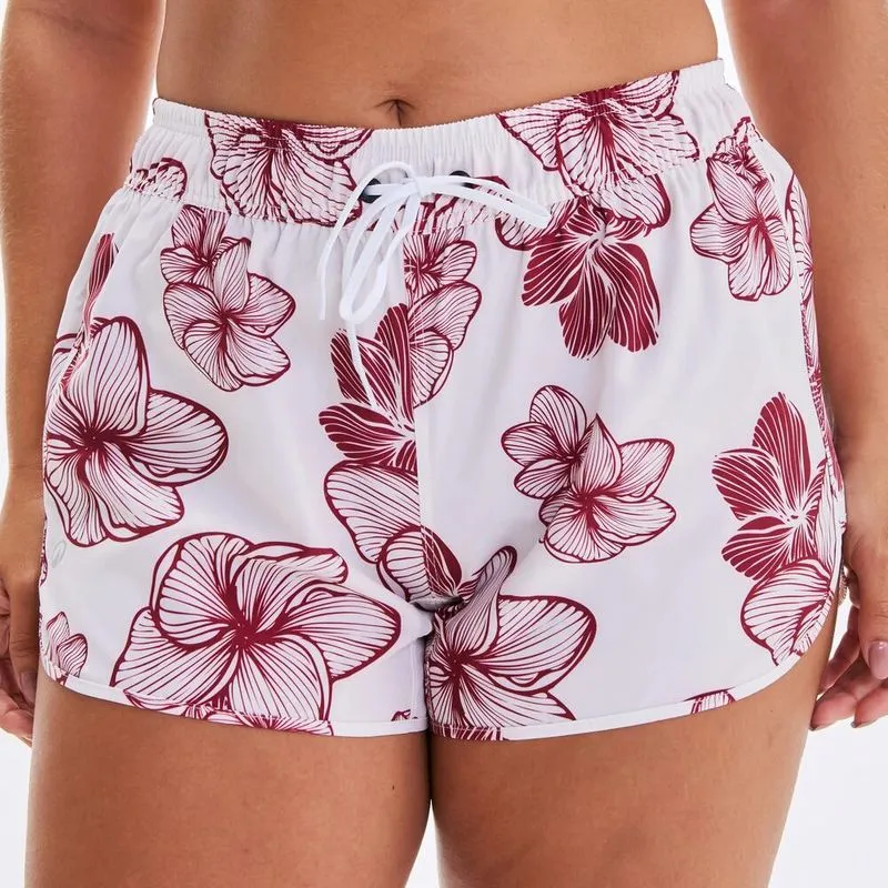Shorts Feminino de Surf Estampa Floral Tribord Branco - P