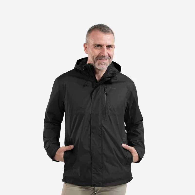 Jaqueta Masculina de Trilha Impermeável NH500 Quechua Preta Veste imperméable de randonnée - nh500 imper - homme, M.